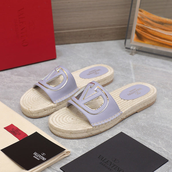 Vlogo Cut-Out Slide 20 Viola Vitello Beige Suola Rafia