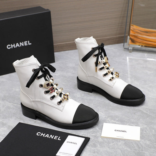 CC Ankle Boots 30mm White Plain Cowhide