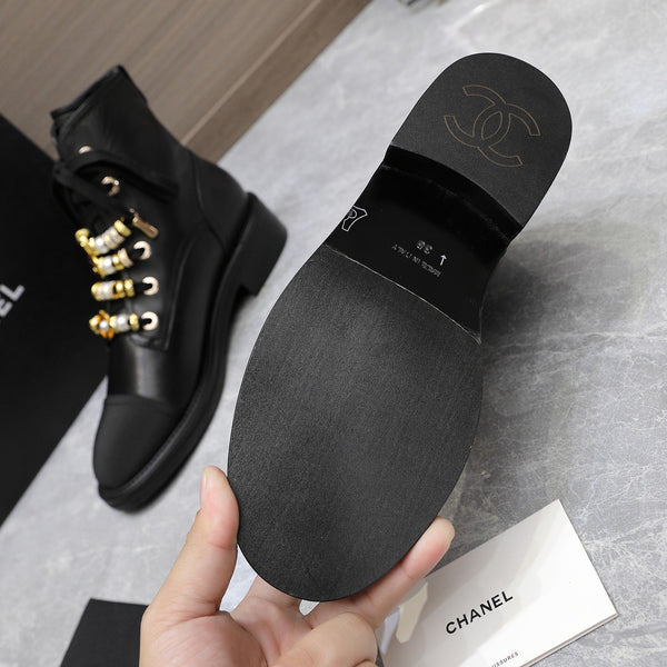 CC Ankle Boots 30mm Black Plain Cowhide