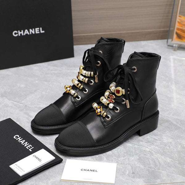 CC Ankle Boots 30mm Black Plain Cowhide