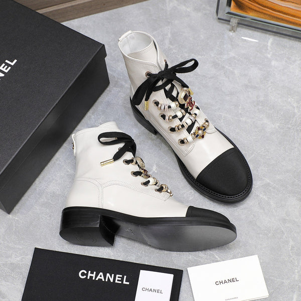 CC Ankle Boots 30mm White Wrinkled Cowhide