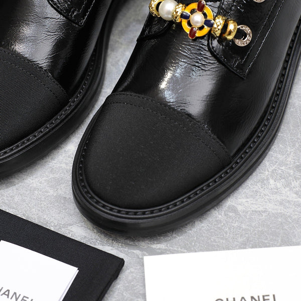 CC Ankle Boots 30mm Black Wrinkled Cowhide