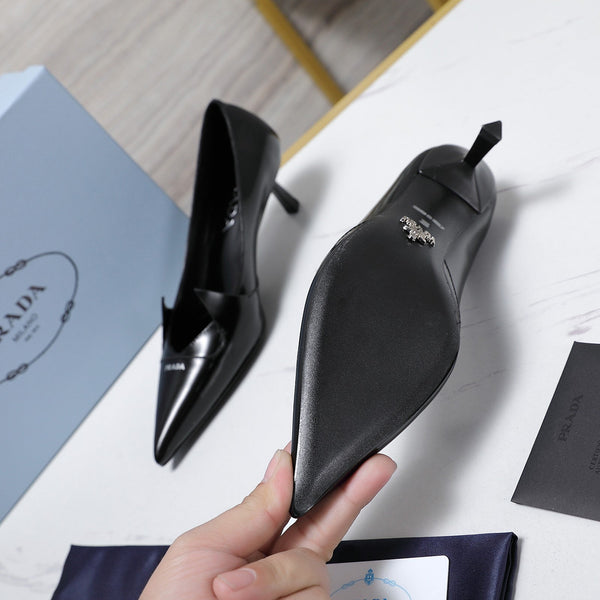 Prada Two-Tone Brushed Pumps 55mm Black Cowhide 456267