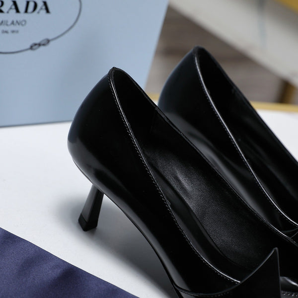 Prada Two-Tone Brushed Pumps 55mm Black Cowhide 456267