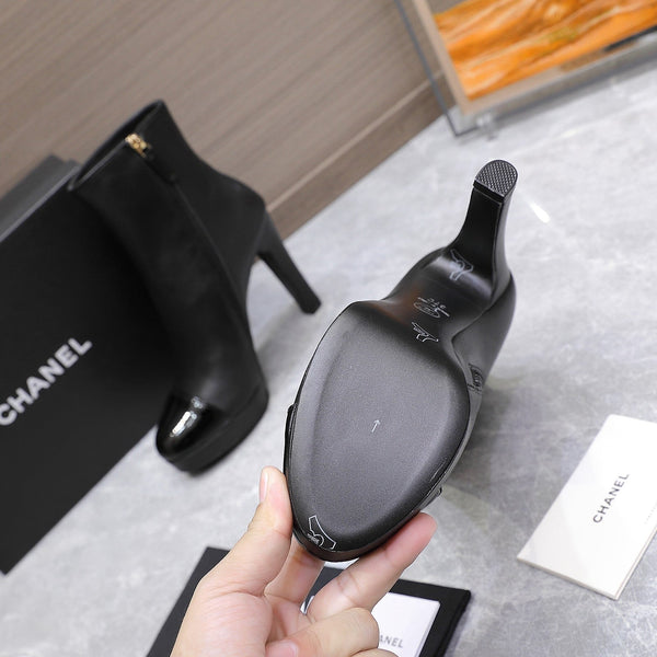 CC Platform Ankle Boots 100mm Black Lambskin 425878