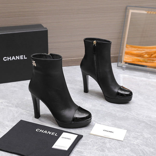 CC Platform Ankle Boots 100mm Black Lambskin 425878