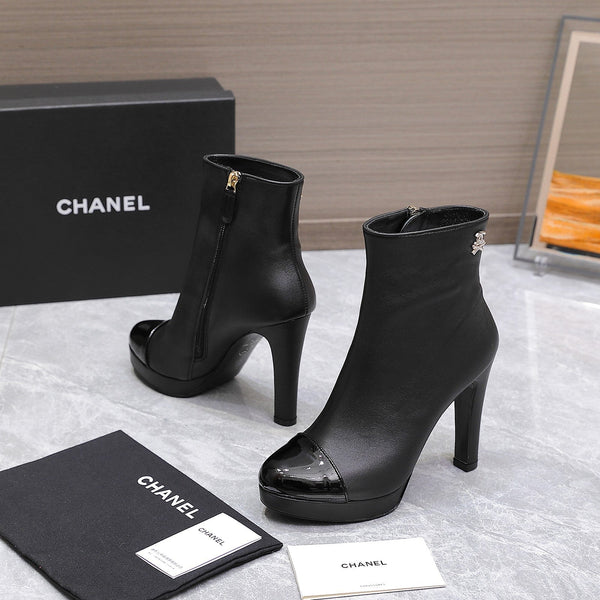 CC Platform Ankle Boots 100mm Black Lambskin 425878