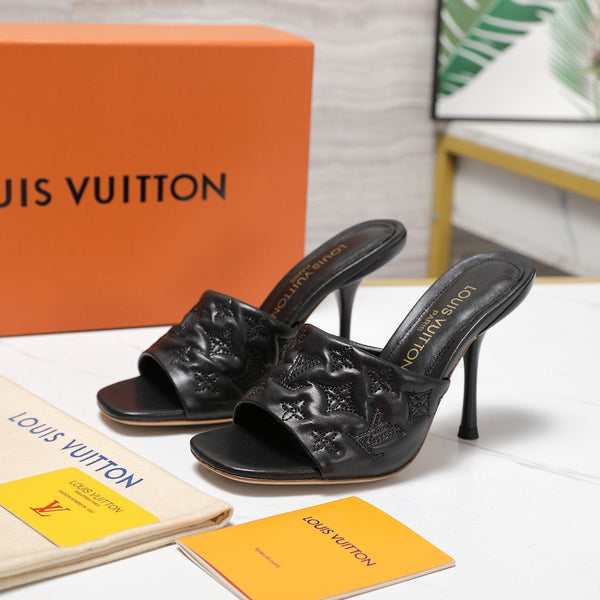 LV Revival Mule 90mm Black Monogram-Embossed Lambskin 456147