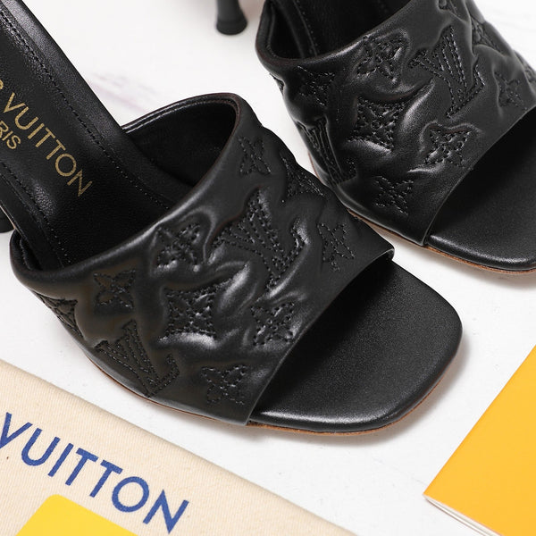 LV Revival Mule 90mm Black Monogram-Embossed Lambskin 456147