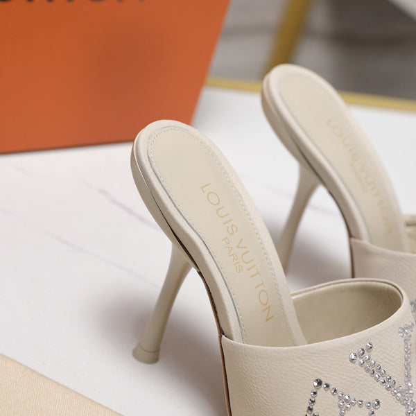 LV 6AM Mule 90mm Ivory Grained calf leather 456148