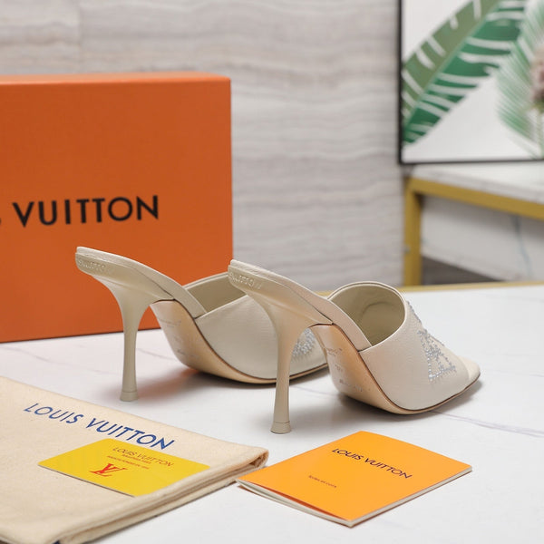 LV 6AM Mule 90mm Ivory Grained calf leather 456148