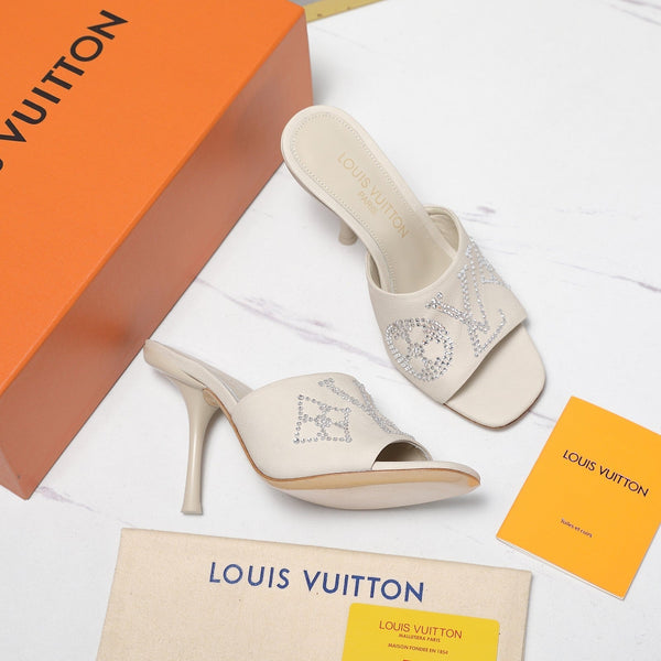 LV 6AM Mule 90mm Ivory Grained calf leather 456148