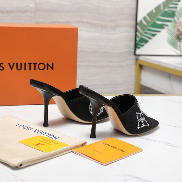 LV 6AM Mule 90mm Black Grained calf leather 456149