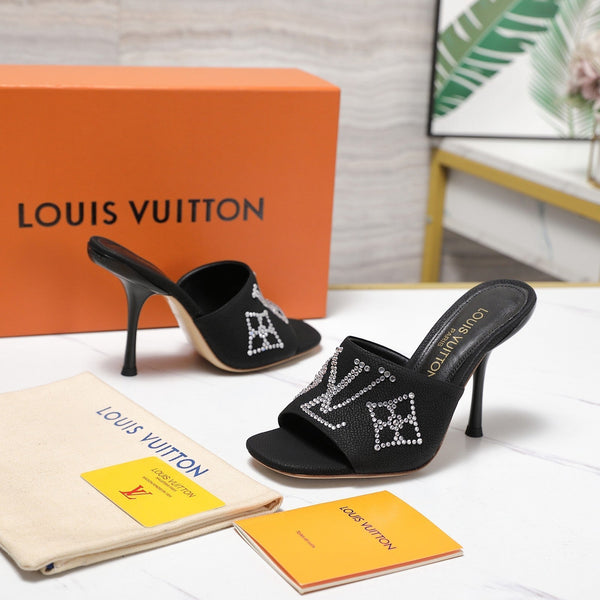 LV 6AM Mule 90mm Black Grained calf leather 456149