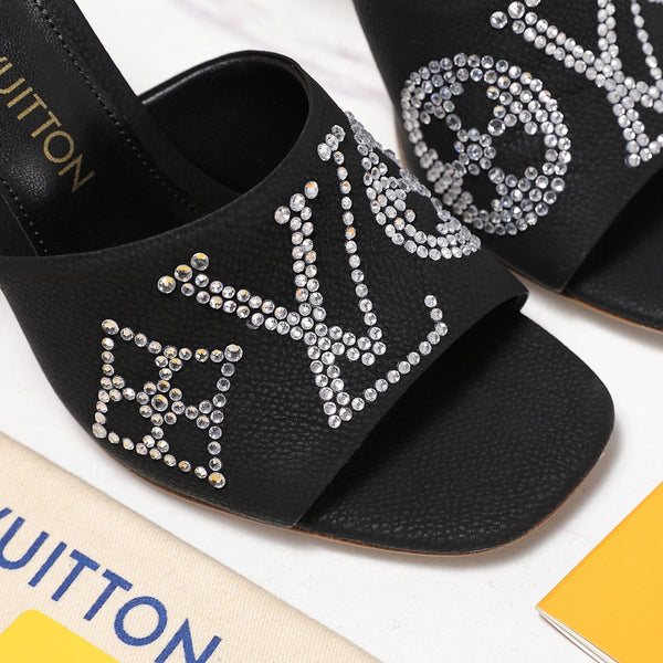 LV 6AM Mule 90mm Black Grained calf leather 456149