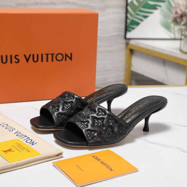 LV Revival Mule 55mm Black Monogram-Embossed Lambskin 456151