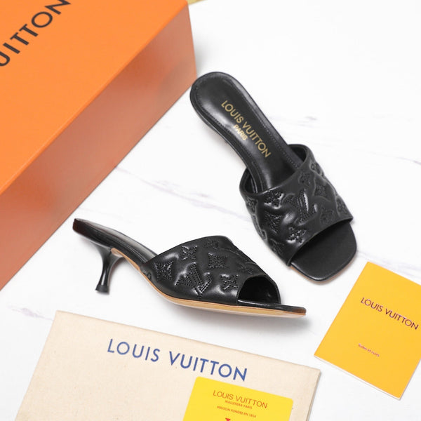 LV Revival Mule 55mm Black Monogram-Embossed Lambskin 456151