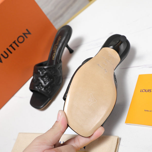 LV Revival Mule 55mm Black Monogram-Embossed Lambskin 456151