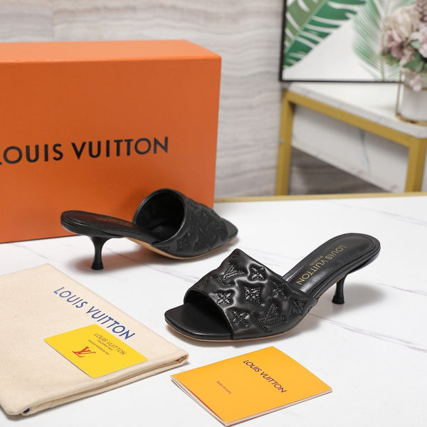 LV Revival Mule 55mm Black Monogram-Embossed Lambskin 456151