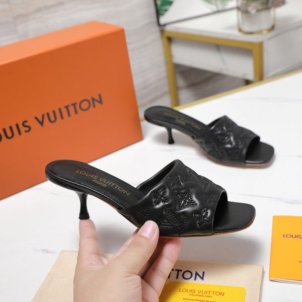 LV Revival Mule 55mm Black Monogram-Embossed Lambskin 456151