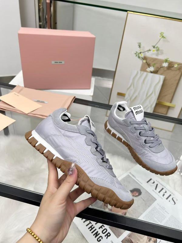 Miu TYRE Sneakers Grey Suede Technical Fabric 456330