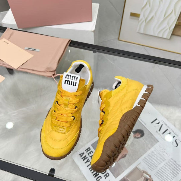 Miu TYRE Sneakers Yellow Suede Technical Fabric 456332
