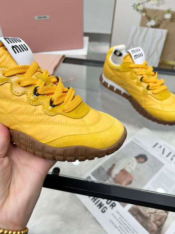 Miu TYRE Sneakers Yellow Suede Technical Fabric 456332
