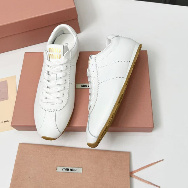 Miu Plume Sneakers White Cowhide 456354