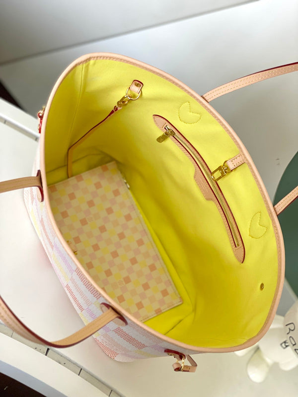 neverfull mm 31 peach damier coasted canvas