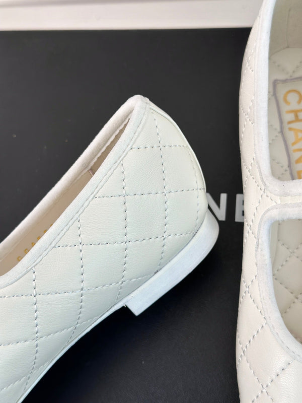 mary jane white quilted lambskin