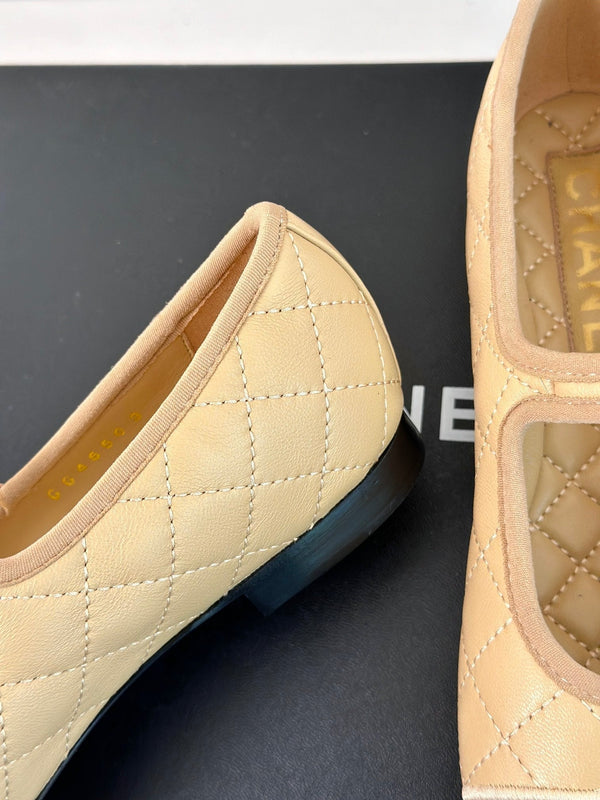 mary jane beige quilted lambskin