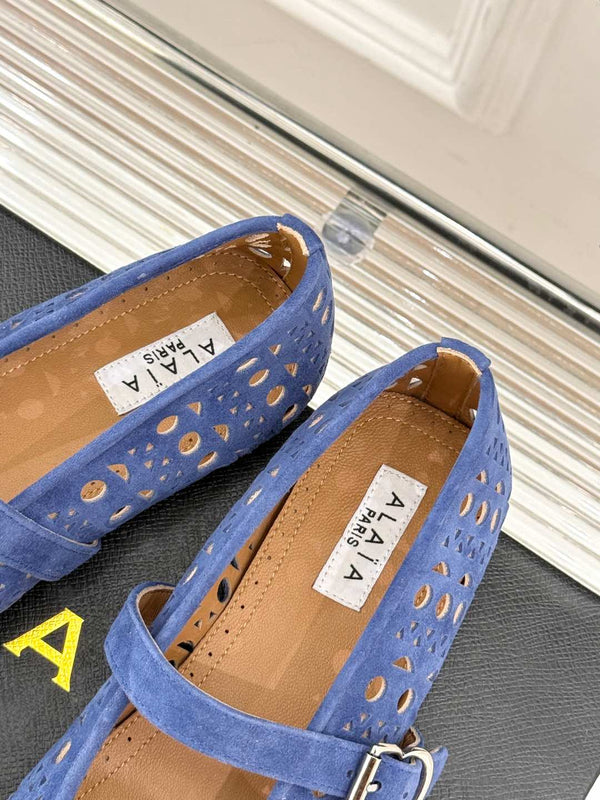 Alaia Women's Ballet Flat Royal Blue Suede 293218