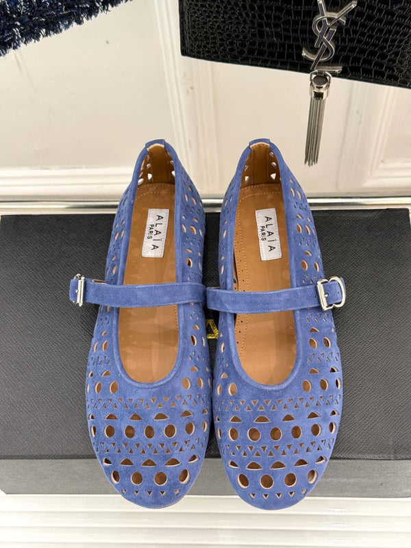 Alaia Women's Ballet Flat Royal Blue Suede 293218
