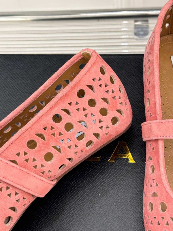 Alaia Women's Ballet Flat Pink Suede 293227
