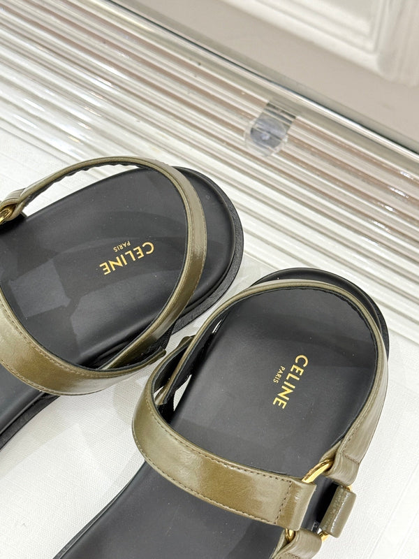 CELINE Maud Sandal Moss Green Leather 285902