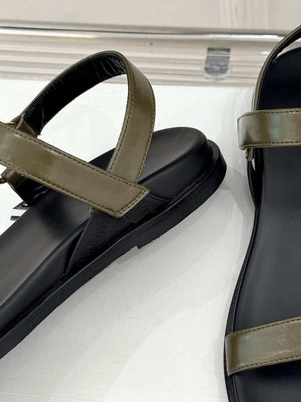 CELINE Maud Sandal Moss Green Leather 285902