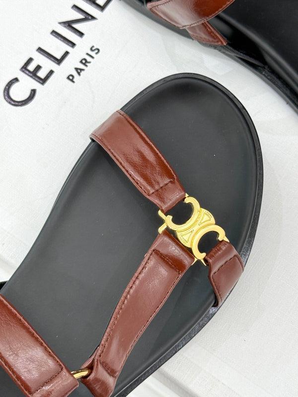 CELINE Maud Sandal Red Brown Leather 285903