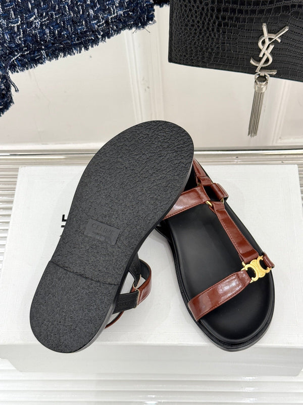 CELINE Maud Sandal Red Brown Leather 285903