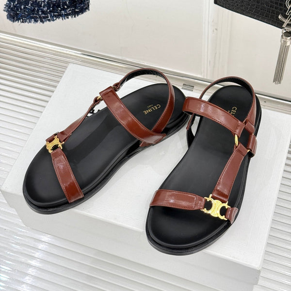CELINE Maud Sandal Red Brown Leather 285903