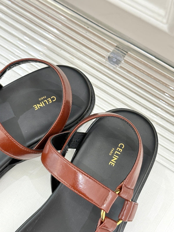 CELINE Maud Sandal Red Brown Leather 285903