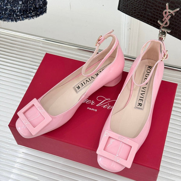 Viv Square Buckle Mary Jane Pink Fetal Cowhide 286705