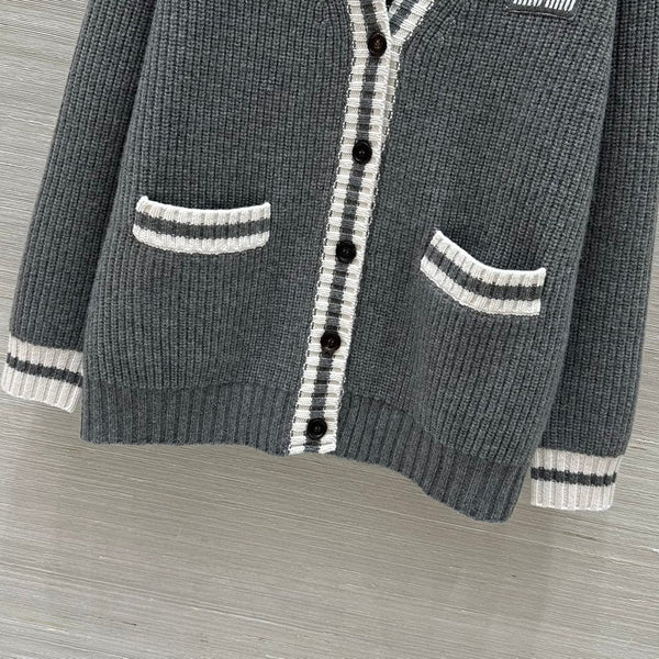 Miumiu V-neck knitted Cardigan Gray Cashmere