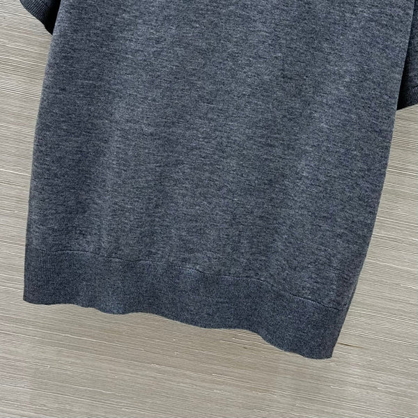Miu Miu 25 Short-sleeve Top Gray Wool