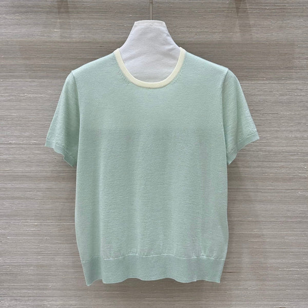 Miu Miu 25 Short-sleeve Top Mint Green Wool
