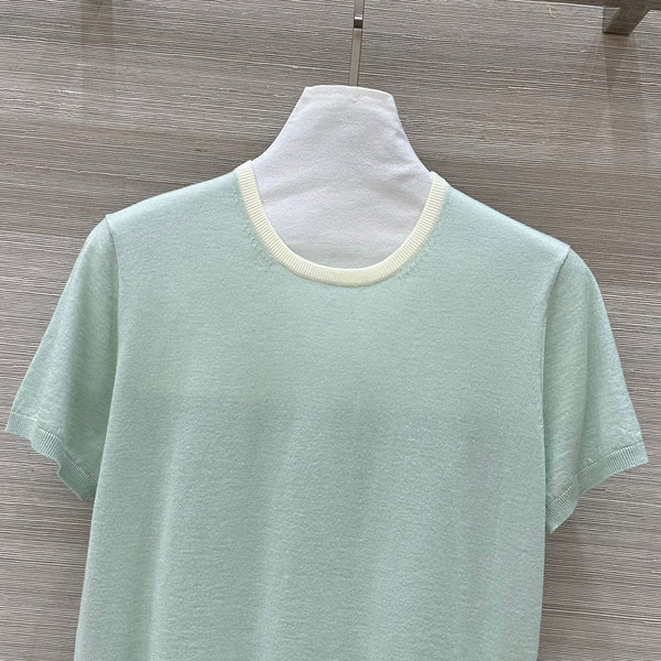 Miu Miu 25 Short-sleeve Top Mint Green Wool