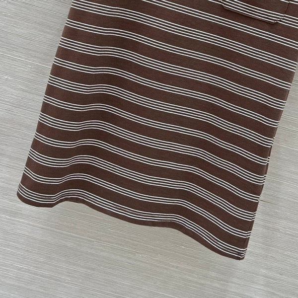 Miu Miu 25 Striped Round Neck Short-sleeved T-shirt Brown Cotton