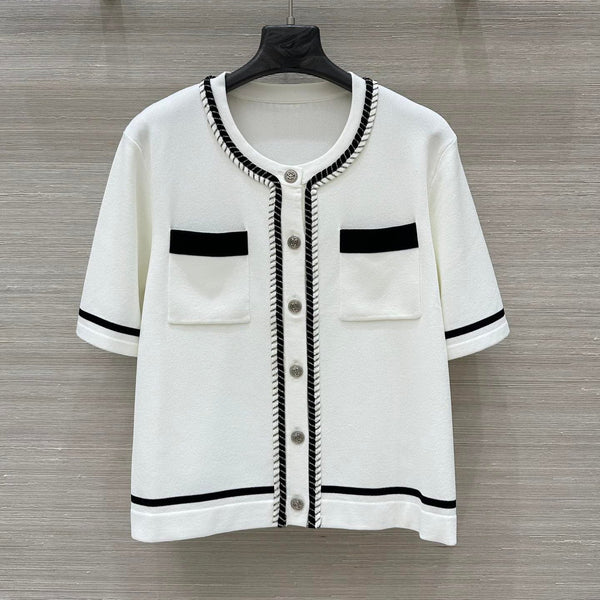 CC Short sleeve cardigan White