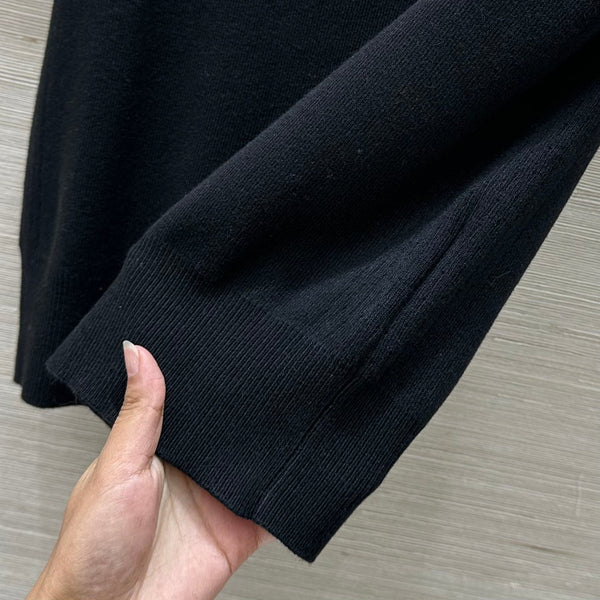 Miu Miu 25 Polo Collar Short-sleeved Top Black White Tencel