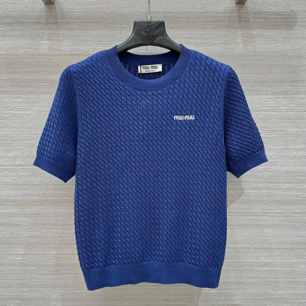 Miu Miu 25 Knitted Top Blue Wool