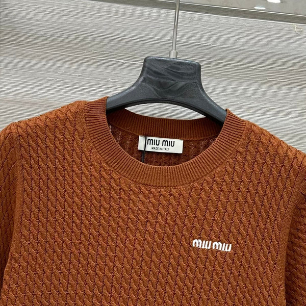 Miu Miu 25 Knitted Top Brown Wool